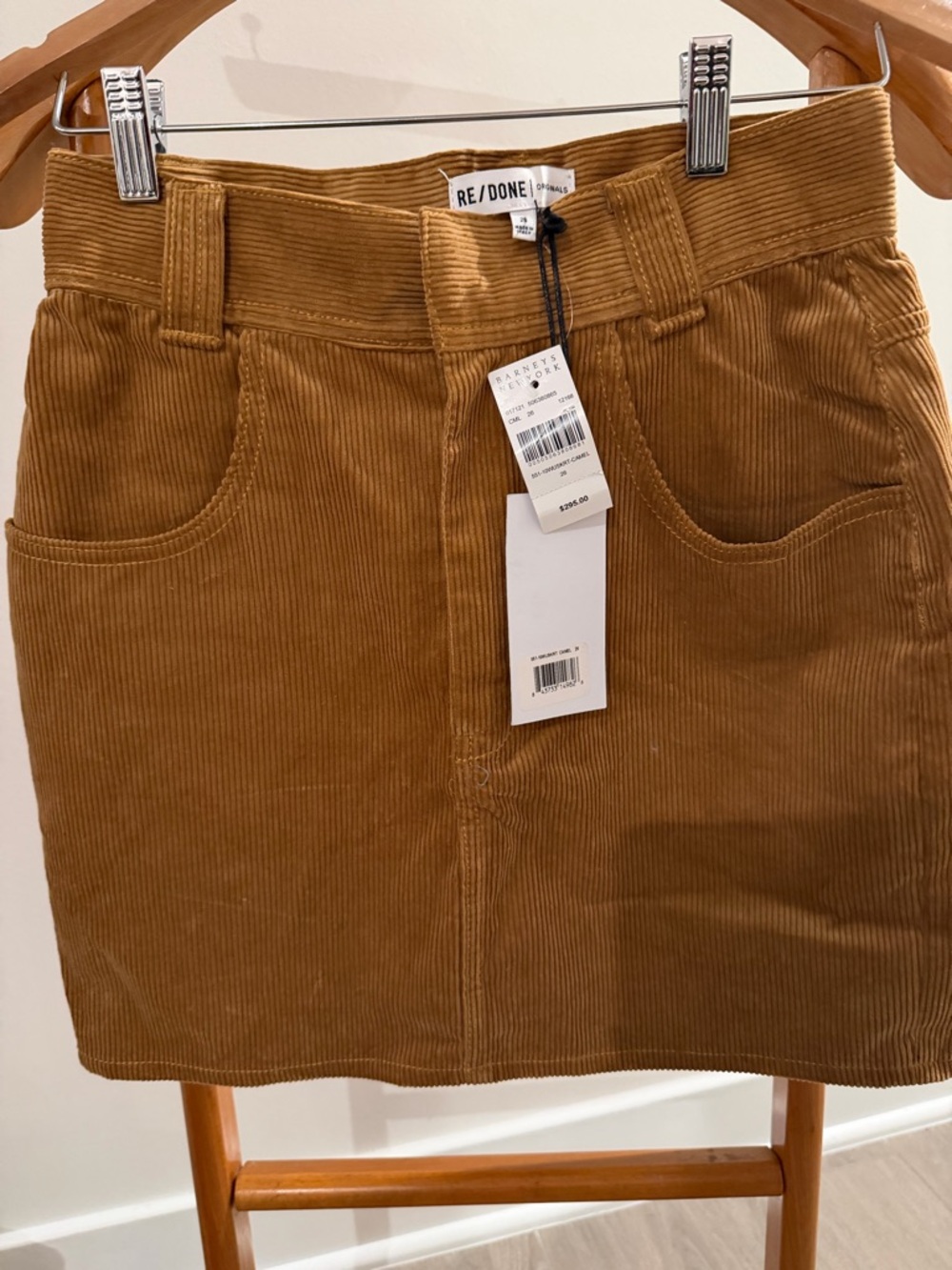 Re/Done Corduroy Mini Skirt in Camel Brown
